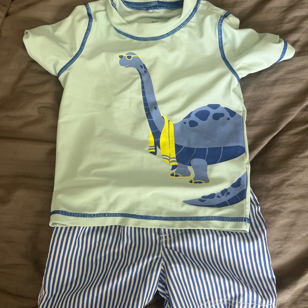 Dinosaur Print bathing suit - Green and Blue